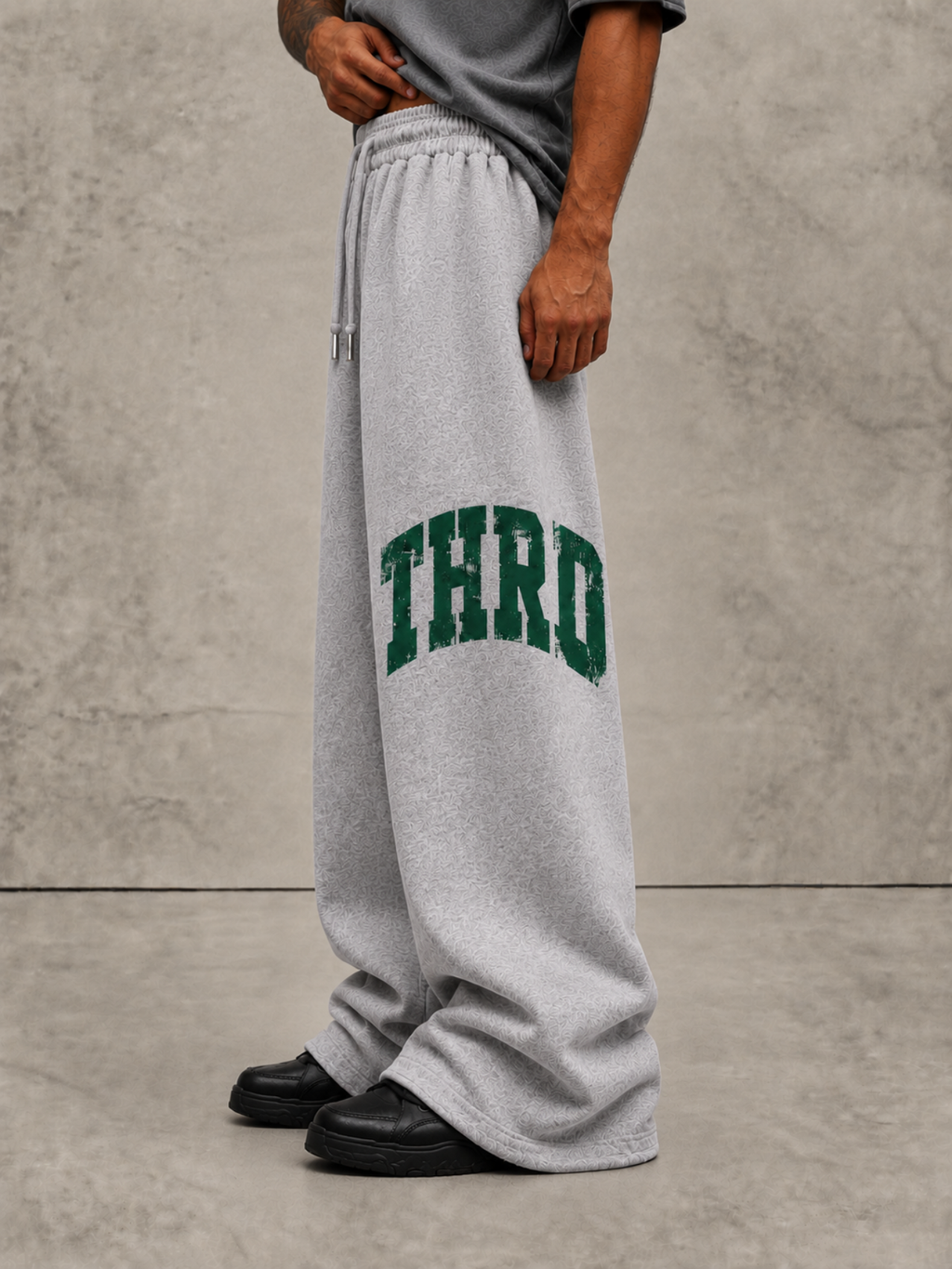 THRD CULT VARSITY SWEATPANTS - HEATHER GRAY
