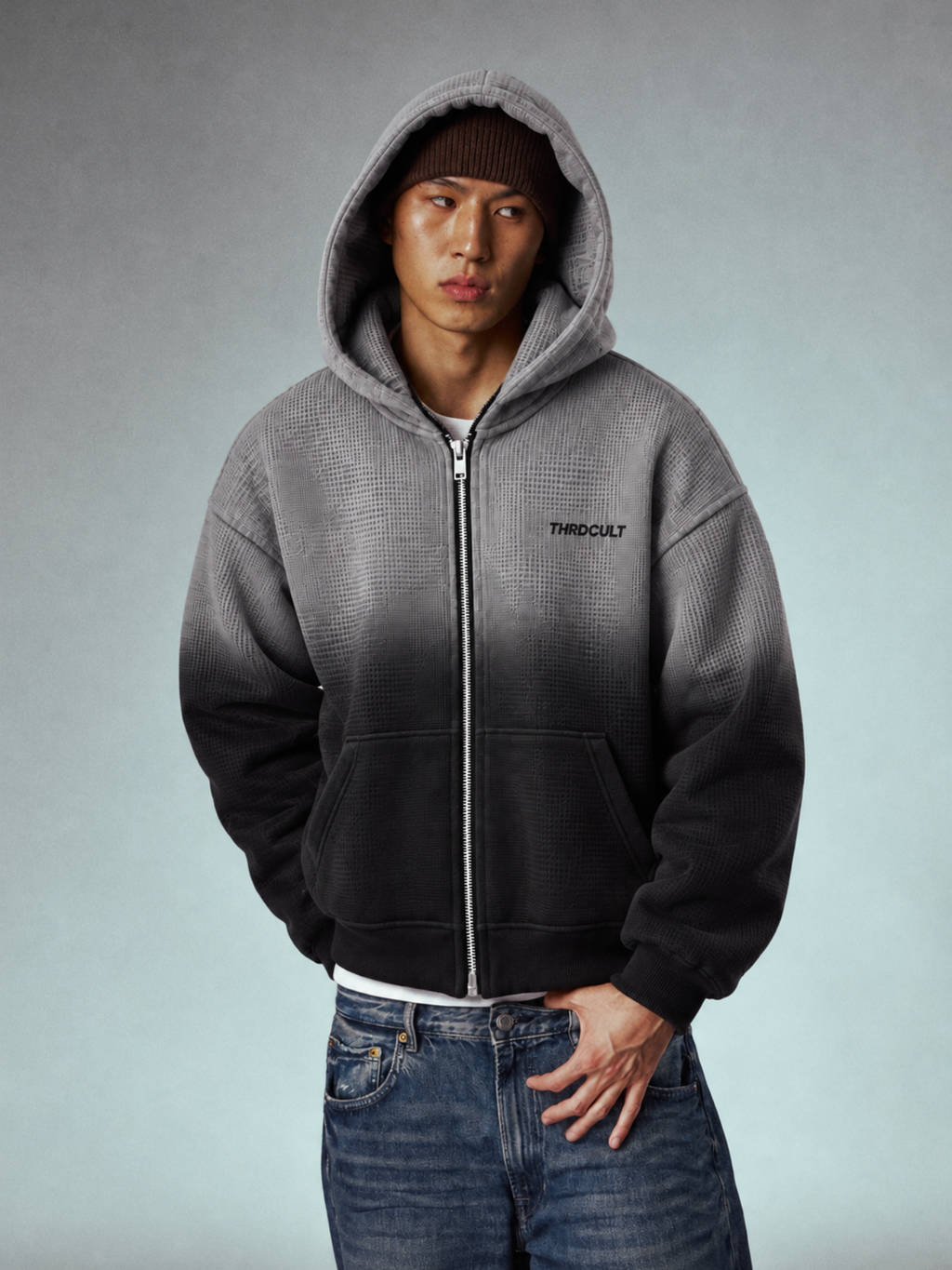 SHADOW FADE WAFFLE HOODIE